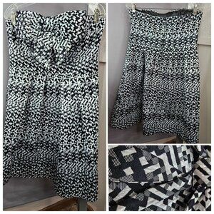 Anthro Eva Franco Mini Strapless Dress Prom Cocktail Junior 12 Black White Lined